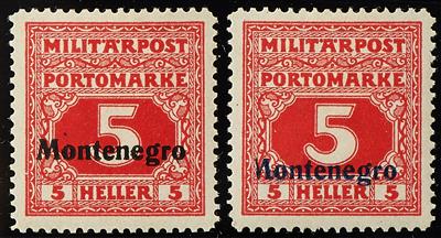 Feldpostmarken Montenegro * - Portomarken mit schwarzem und blauem Aufdruck, - Známky