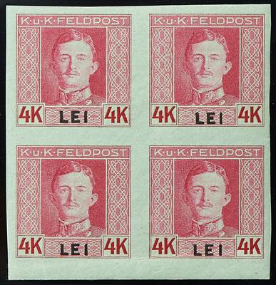 Feldpostmarken Rumänien ** - 1917 Feldpostmarken Serie ungezähnt im Viererblock komplett, - Briefmarken