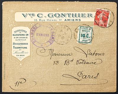 Frankreich Poststück - 1909 Handelskammer - Briefmarken