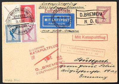 Katapult Poststück - 1930 Deutschland/USA: 7 schöne - Briefmarken