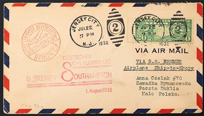 Katapult Poststück - 1932 Deutschland/USA: 4 schöne - Stamps