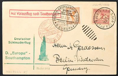 Katapult Poststück - 1932 Deutschland/USA: 4 schöne - Francobolli