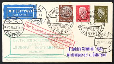 Katapult Poststück - 1933 4 verschiedene Schleuderflug-Belege mit allen Sonderstempeln, - Briefmarken