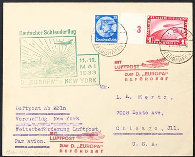 Katapult Poststück - 1933 Zeppelin-Sondermarke - Briefmarken