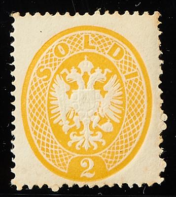 Lombardei Ausgabe 1863 ** - 2 Soldi gelb eng gezähnt mit vollem Original-Gummi, - Briefmarken