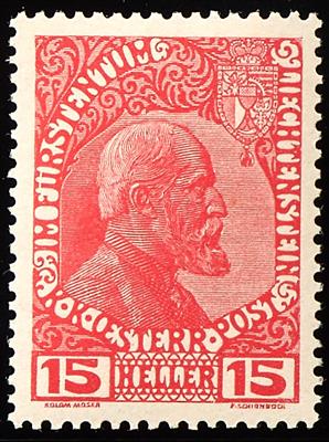 Liechtenstein ** - 1917 Freimarke 15 Heller schwärzlichrosarot gezähnt, - Briefmarken