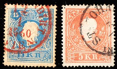 ö Ausgaben 1858 Briefstück/gestempelt - 12 Freimarken, - Francobolli