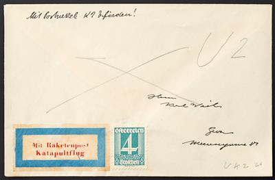 Poststück - Schmiedl - Raketenpost: Unterwasser - Katapultrakete UK 2, - Briefmarken