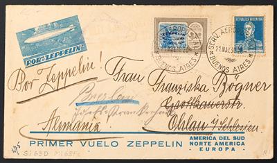 Zepp Poststück - Argentinien: 1930 Südamerikafahrt Brief mit schöner Zeppelin-Frankatur nach Schlesien, - Briefmarken