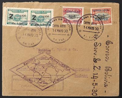 Zepp Poststück - Bolivien: 1930 Brief mit Zeppelinmarke zu 10 Cent mit grünem Aufdruck nach Liverpool, - Briefmarken