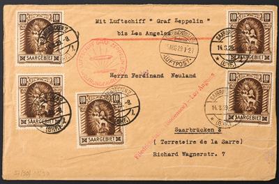 Zepp Poststück - Saargebiet: 1929 Weltrundfahrt, - Stamps