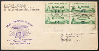 Zepp Poststück - USA: 1933 Chicagofahrt, - Briefmarken