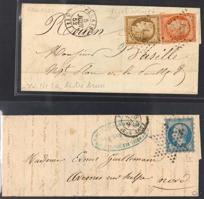 Frankreich Poststück - 1852/62 5 interessante Briefe, - Známky