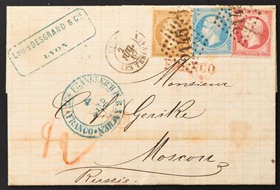 Frankreich Poststück - 1867 "Tricolore"Brief von Lyon nach Moskau, - Briefmarken