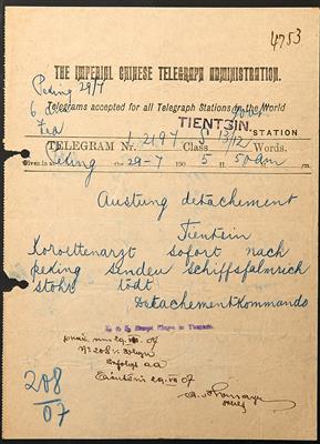Poststück - Telegramm der "Imperial Chinese Telegraph Administration" - Francobolli