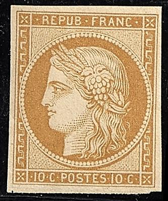 Frankreich * - 1862 Freimarke 10 C. gelbraun "Ceres" mit Teilgummi, - Briefmarken