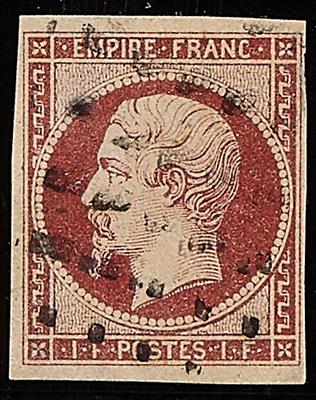 Frankreich gestempelt - Freimarke 1 Fr. mit seltener Entwertung "gros points", - Stamps