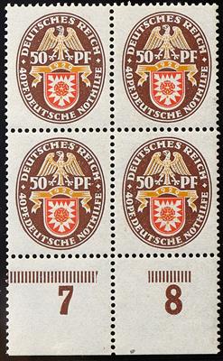 ** - D.Reich Nr. 430/34 je im Viererbl. vom Bogenunterrand, - Stamps