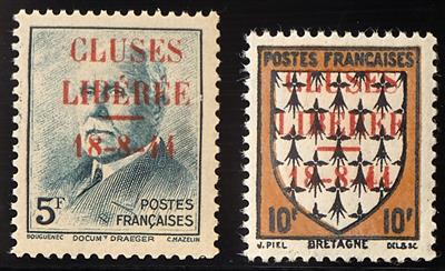 ** - Frankreich - Befreiungsausg. WK II von Cluses (Haute Savoie) Nr. 1/6, - Briefmarken