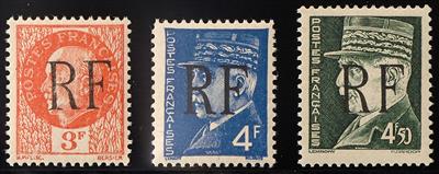 ** - Frankreich - Befreiungsausg. WK II von Montreuil - Bellay (Maine et Loire) Nr. 8/21 mit Aufdruck in Type "C", - Stamps