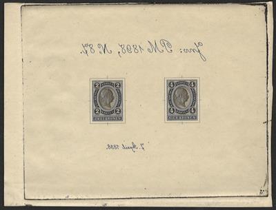 (*) - Österr. 1898 Erstabzüge der werte 2 u. 4 Kronen in Schwarz auf Karton, - Stamps