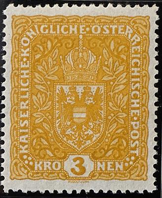 * - Österr. 1918 Flugpost 3 Kronen olivgelb "ohne Aufdruck" auf grauem Papier in Linienzhng. 12 1/2, - Briefmarken