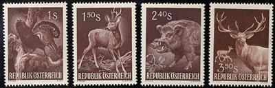 ** - Österr.   ANK Nr. 1079PI/82PI (Jagdratkongress 1959) in Probefarbe dunkelviolettbraun, - Briefmarken