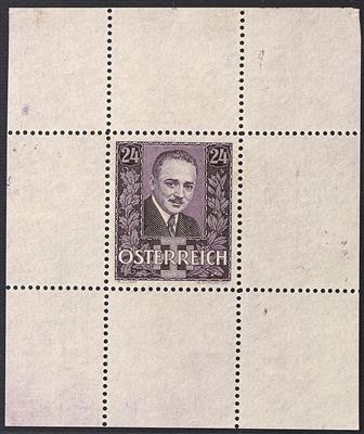 (*) - Österr. Nr. 589FI (24 Gr. Trauermarke Dr. DOLLFUSS als Probe - Enzelabzug im Kleinbogen in DUNKELVIOLETT), - Stamps