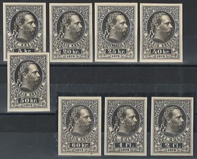 (*) - Österr. Telegrafenm. Nr.10 P/17 P Bogenproben in Schwarz auf Kartonpapier, - Briefmarken