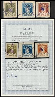 Briefstück - Grönland Nr. 1/3 mit Attest Dr. Debo, - Stamps