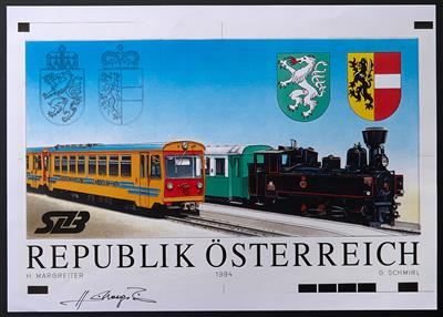 Österr. 1994 Murtalbahn div. Vorlagen teils Beanstandungen der Wappen (ohne Krone), - Francobolli