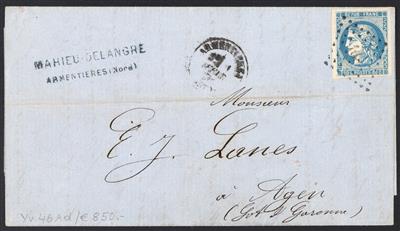 Poststück/Briefstück - Frankreich Yv. Nr. 45 REP 1 + 46 REP 2 als seltene Kombination auf Faltbriefteil, - Francobolli