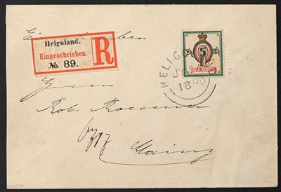 Poststück - Helgoland Nr. 20 auf rekommandiertem Kuvert nach Mainz vom 24. Juli 1890, - Stamps