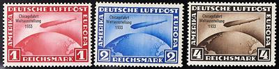 * - D.Reich Zepp. Flug  Nr. 496/498 (Chicagofahrt) schöner Satz, - Briefmarken