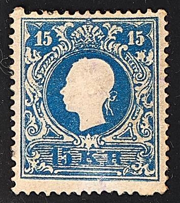 * - Österr. Nr. 15 I (15 Kreuzer) hellblau, - Briefmarken