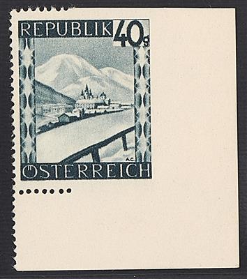 ** - Österr. Nr. 757Ur (40 Gr. Bunte Landschaft rechts und tlw.  auch unten ungez.), - Stamps