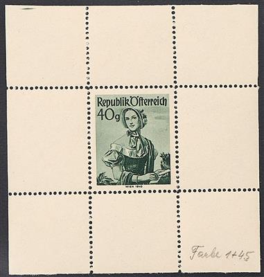 ** - Österr. Nr. 896P (40 Groschen Trachten II als gezähnter Einzelabzug in Dunkelgraugrün), - Stamps