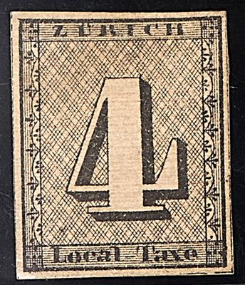 (*) - Schweiz (Kanton Zürich) Nr. 1 II Ty IV sehr schwach sichtbare waagr. Linienmusterdr., - Francobolli