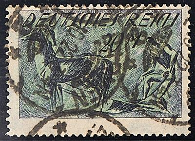 gestempelt - D.Reich Nr. 196 DD - 20 Mark dunkelviolettblau/ mattgrün mit doppeltem Unterdruck - Francobolli
