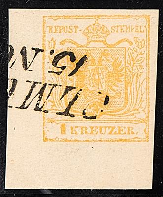 gestempelt - Österr. Nr. 1M Ib Platte A ockergelb, - Briefmarken