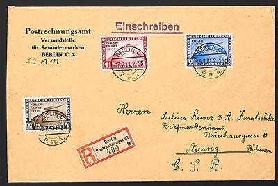 Poststück - D.Reich Nr. 456/58 (POLARFAHRT) auf rekommandiertem Satzbrief ab Berlin - Postrechnungsamt nach Aussig, - Stamps