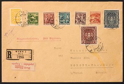 Poststück - Österr. Nr. 387 + 407/08, - Briefmarken