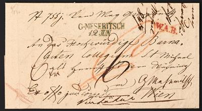 Poststück - Österreich 4 Wiener Abzugsbriefe aus ca. 1838/1847mit Stempel W. A. B. als Nebenstempel, - Briefmarken