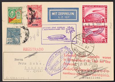 Poststück - Partie Zeppelinfahrt 1931, - Briefmarken