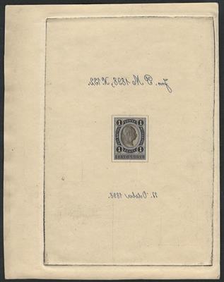 (*) - Österr. 1898 - Erstabzug des Wertes 1 Kronen in Schwarz auf Karton, - Briefmarken