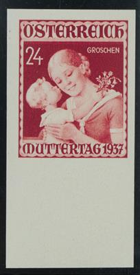 ** - Österr. Muttertag 1937 (ANK Nr. 638 U) unteres Randstück, - Stamps