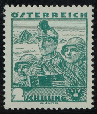 ** - Österr. Trachten I - 2 S graugrün mit Plattenf. "Fleck nach der Wertziffer" (ANK Nr. 584 I), - Briefmarken
