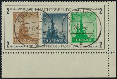 gestempelt - Deutschland - SBZ - Thüringen Mi. Block Nr. 1 x (VI) - Type VI Verdickung im "S" von Reichsmark oben links, - Známky