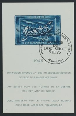 gestempelt - Schweiz Block Nr. 11 (Kriegsgeschädigtenblock) mit weissem und gelbem Gummi, - Briefmarken