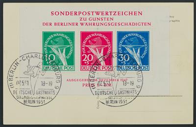 Poststück - Berlin block Nr. 1a Gastwirdskarte + passendem Sonder gestempelt, - Stamps